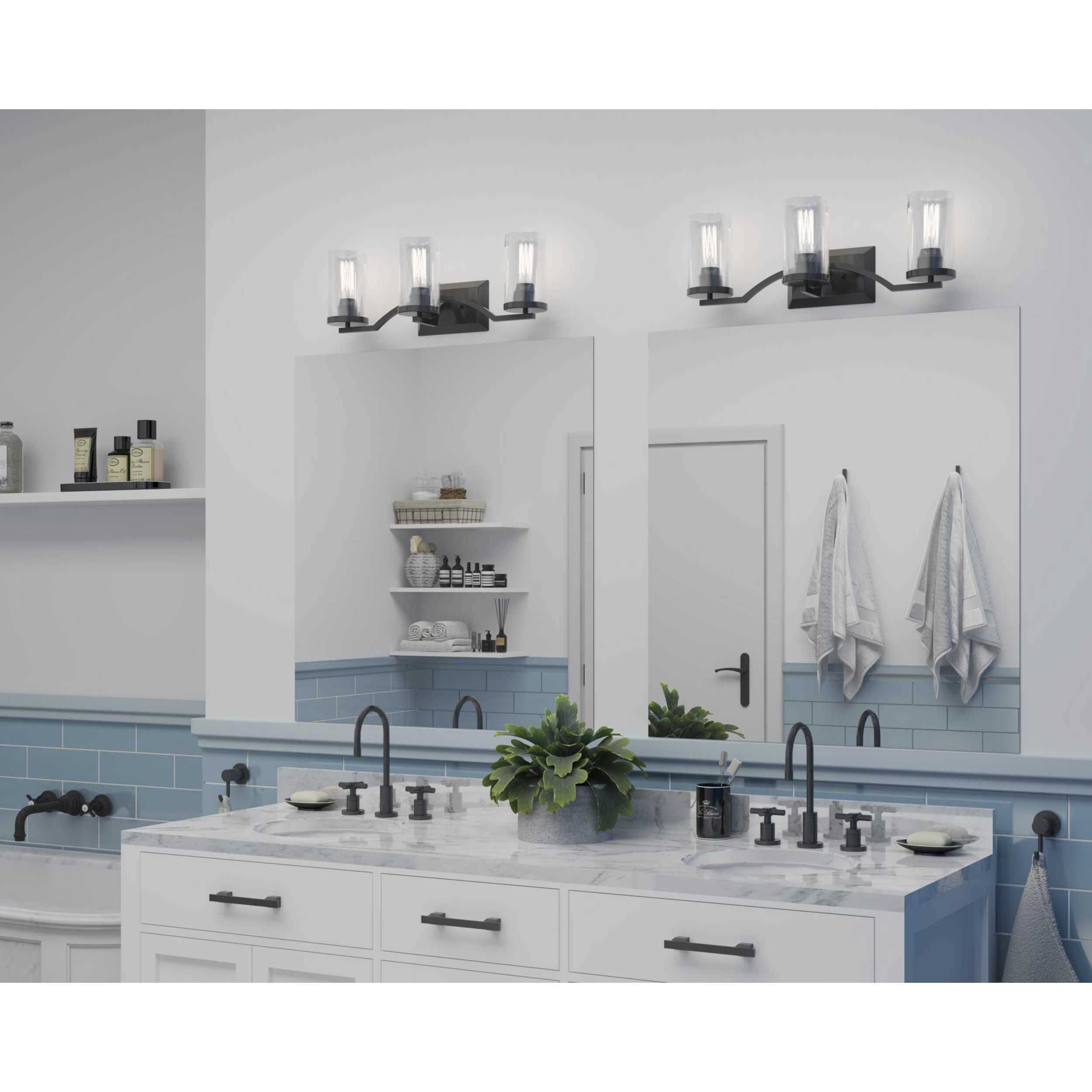 Lassiter 3 Light 24 inch Matte Black Bath Vanity Wall Light 